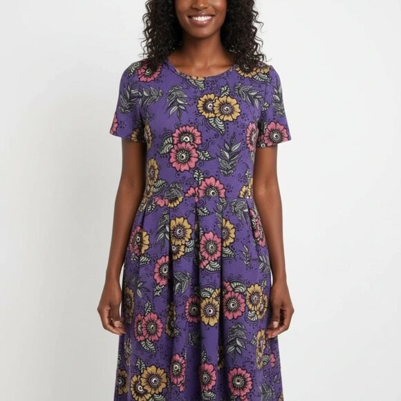 LuLaRoe Nicole Fit & Flare — Violet Garden Print - Medium - Picture 2 of 4